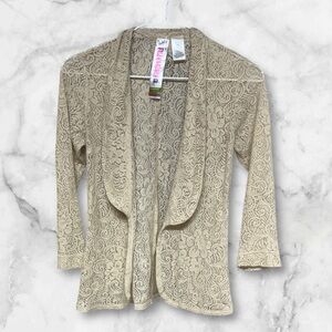 Lace beige Open Front Cardigan size XS